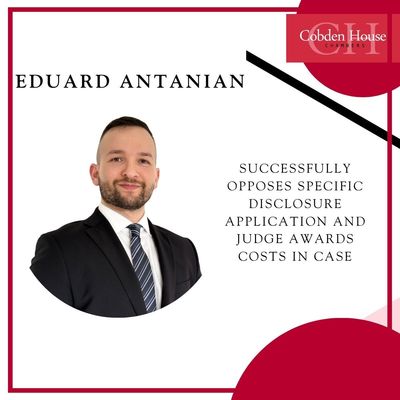 Eduard Antanian Successfully Opposes Specific Disclosure Application and Judge Awards Costs in Case