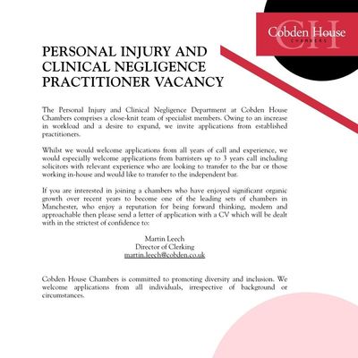 Personal Injury and Clinical Negligence Practitioner Vacancy